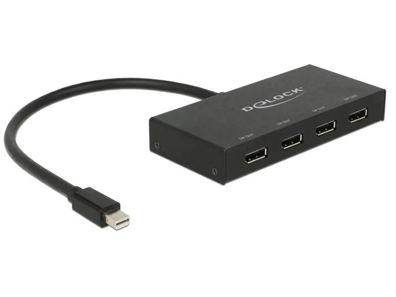 Delock 4-Port Signalsplitter & Extender Mini-DP – DP Delock 4-Port Signalsplitter & Extender Mini-DP – DP