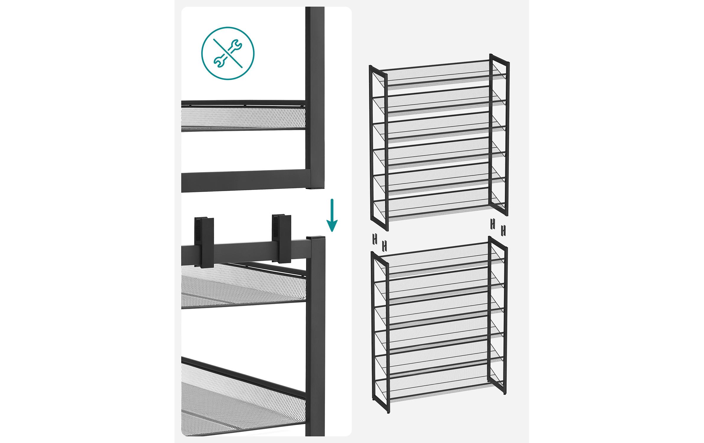 Songmics Schuhregal 92.3 x 221.4 cm, Schwarz