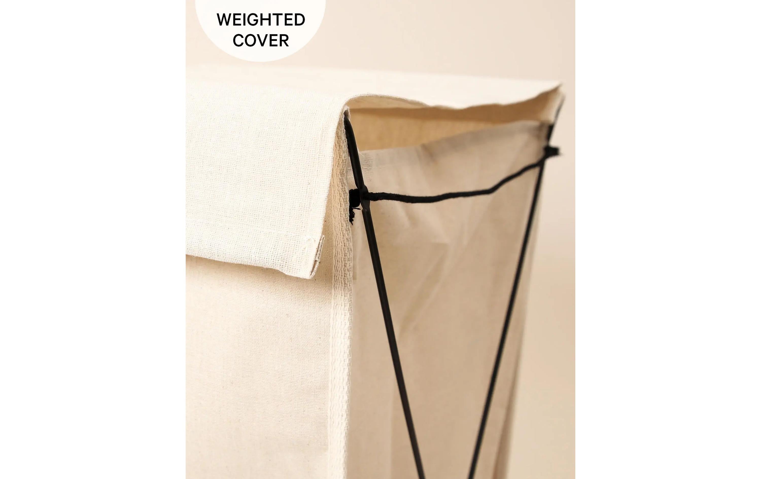 Esmée Wäschekorb mit Metall 30 l, Beige/Schwarz