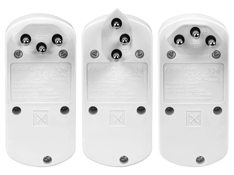 FURBER.power Mehrfachstecker Flexo 2 x T13, USB-A, USB-C, drehbar FURBER.power Mehrfachstecker Flexo 2 x T13, USB-A, USB-C, drehbar