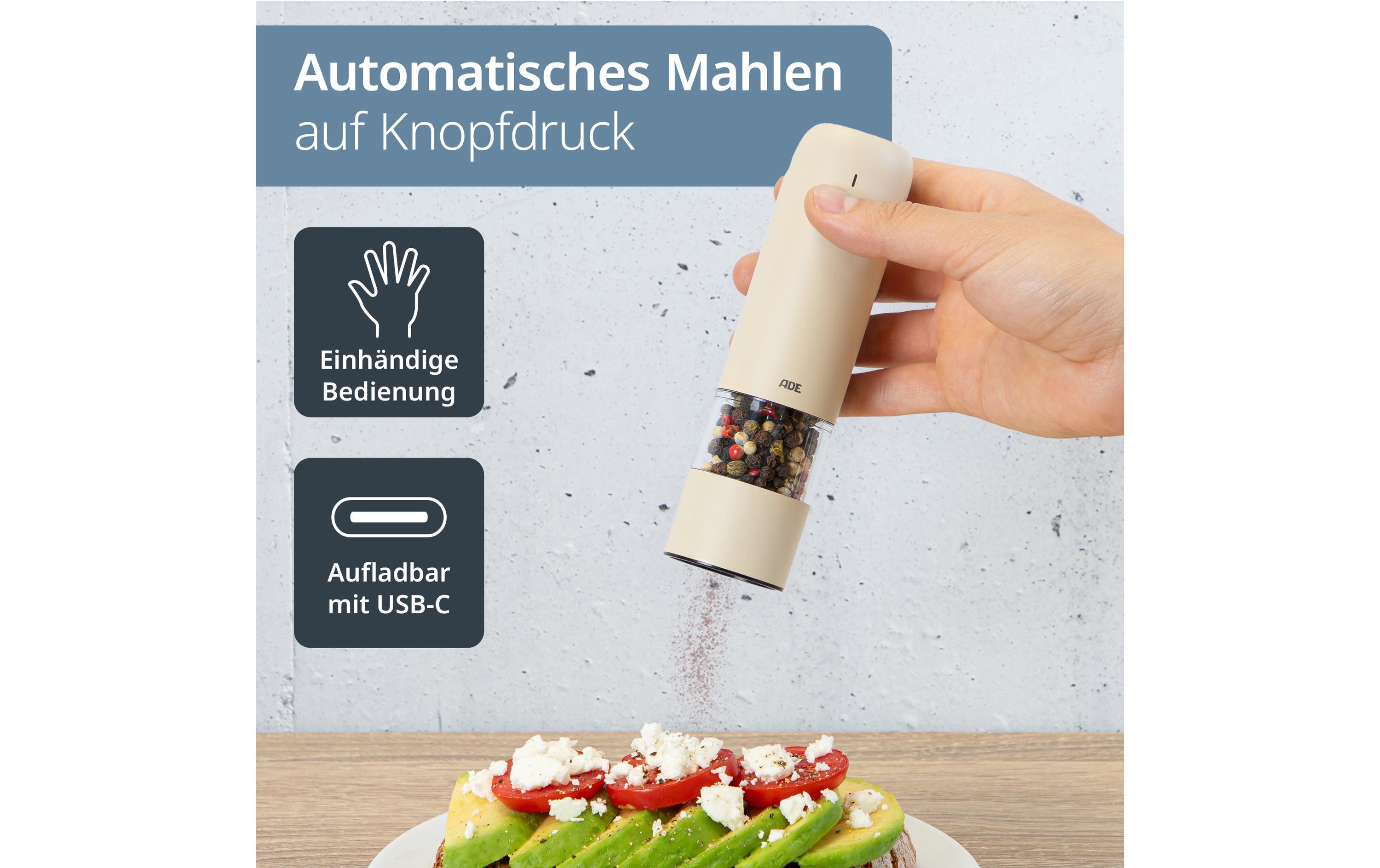 ADE Salz- und Pfeffermühle 13.9 cm, Crème