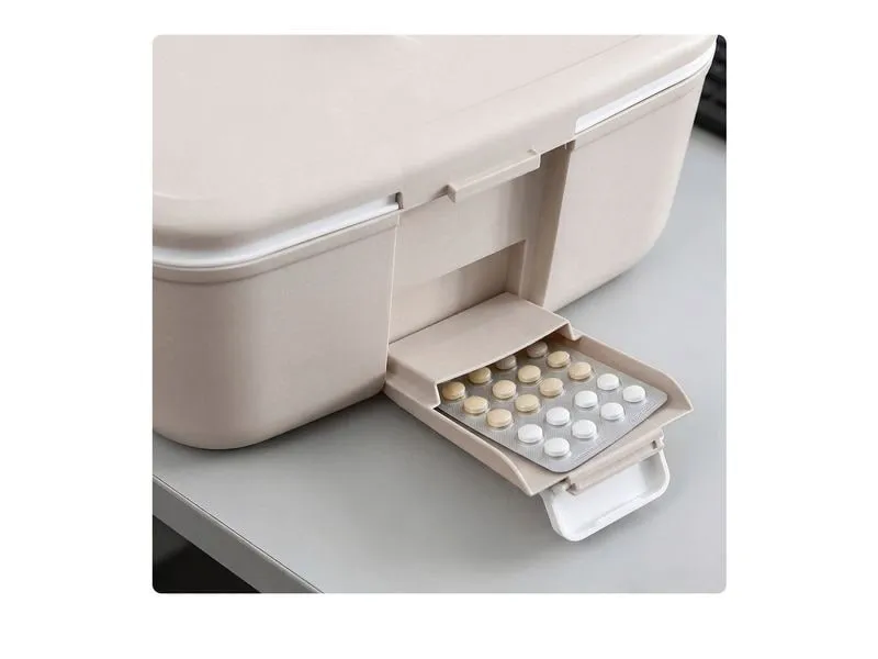 relaxdays Medizinbox aus Kunststoff Beige/Grau 17 x 28 x 18 cm relaxdays Medizinbox aus Kunststoff Beige/Grau 17 x 28 x 18 cm