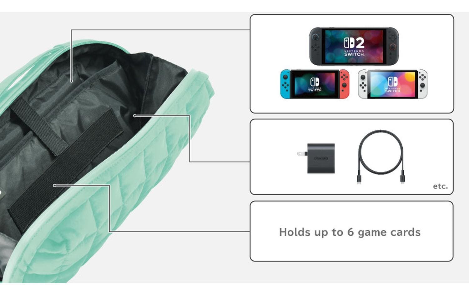 Hori Nintendo Switch 2 Tasche Green Quilted