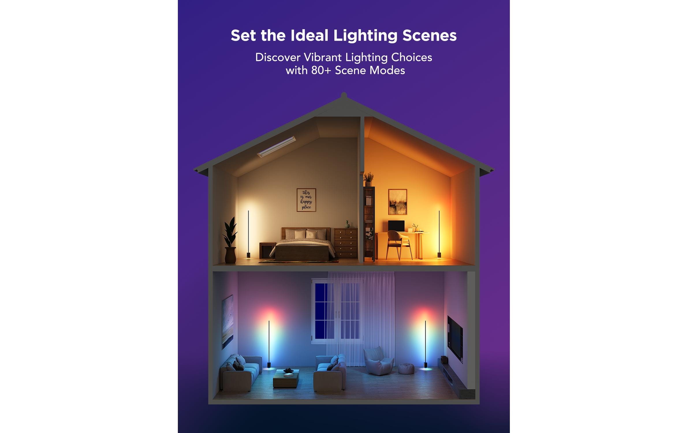 Govee Eck-Stehleuchte, Schwarz, Matter, RGBICWW, 1500 lm