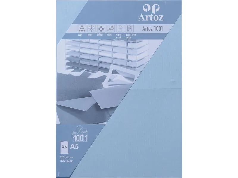 Artoz Blankokarte 1001, A5, 5 Blatt, Pastellblau Artoz Blankokarte 1001, A5, 5 Blatt, Pastellblau