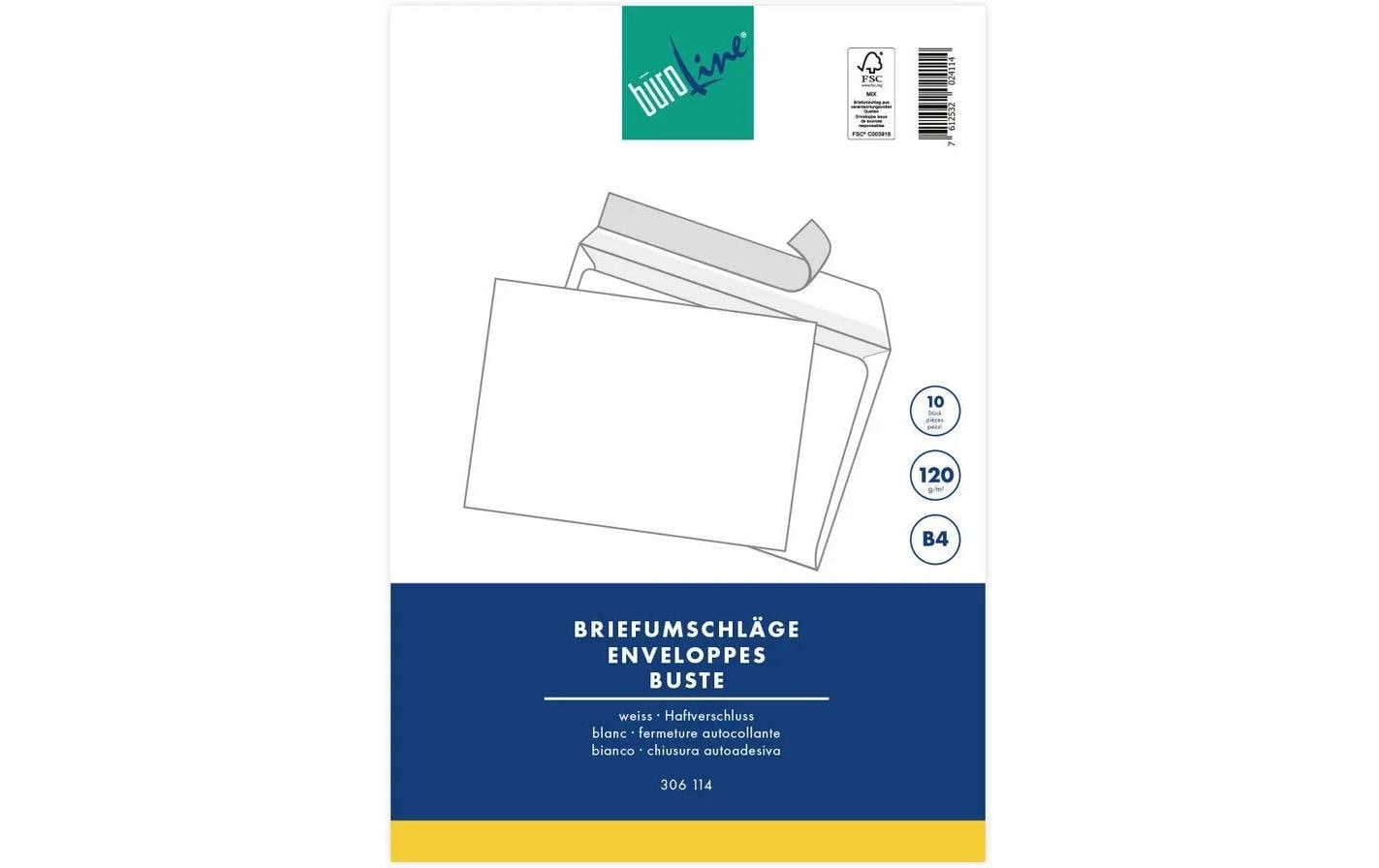 Büroline Couvert B4 Blister Weiss, 10 Stück Büroline Couvert B4 Blister Weiss, 10 Stück