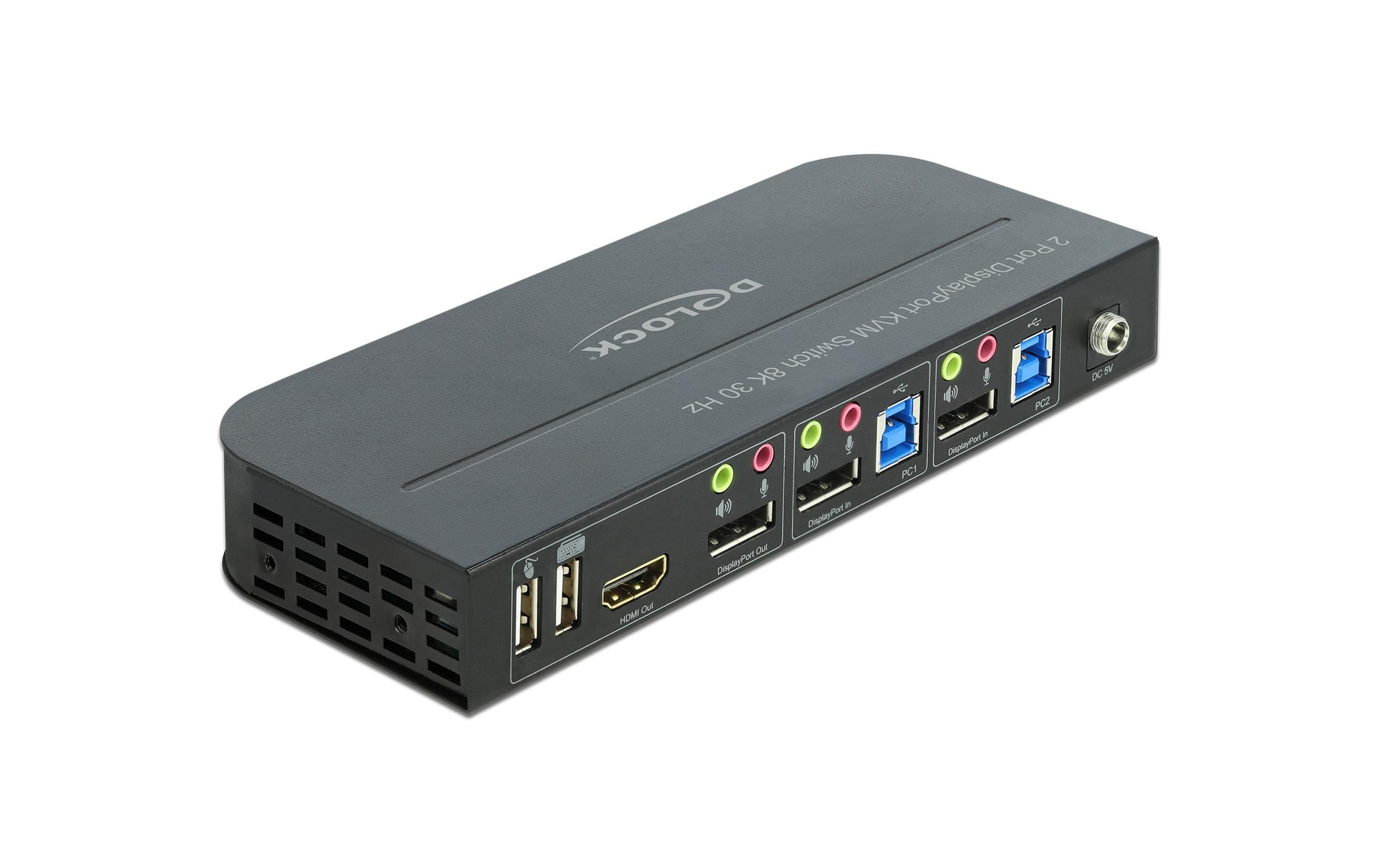 Delock KVM Switch 2 Port Displayport 1.4 mit USB3.0 & Audio 8k 30Hz Delock KVM Switch 2 Port Displayport 1.4 mit USB3.0 & Audio 8k 30Hz