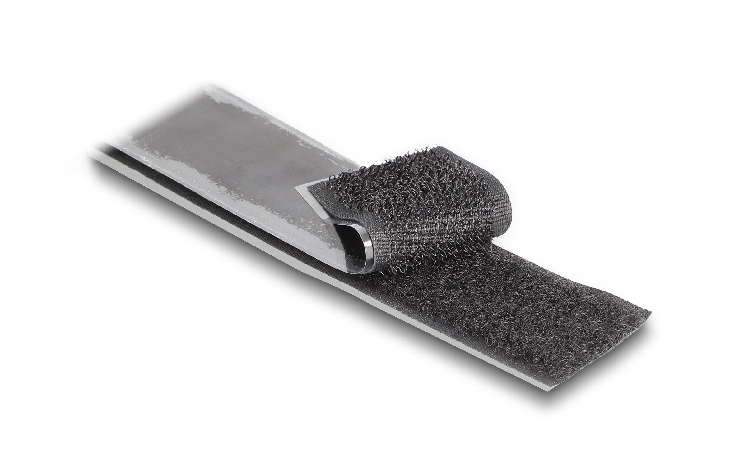 Delock Klettband 15m x 25mm Strapazierfähig Schwarz