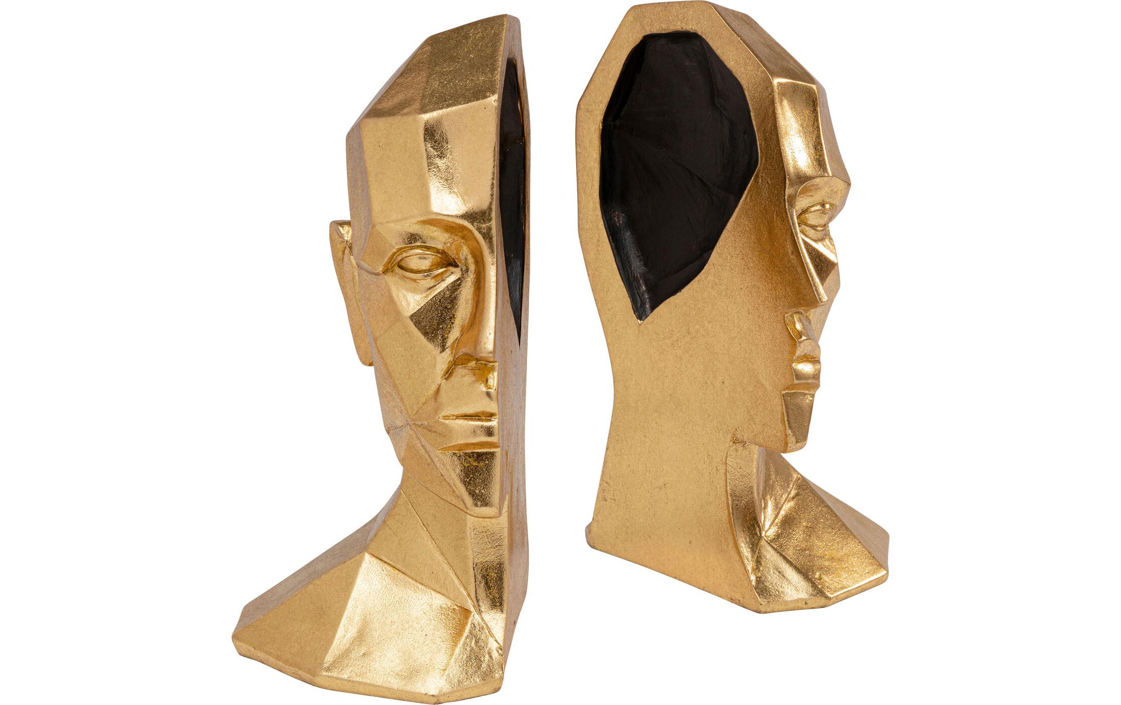 Kare Buchstütze Face 2er Set, Gold