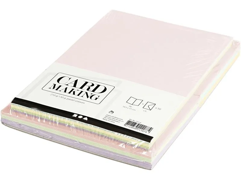 Creativ Company Blankokarte und Couvert 10.5 x 15 cm, 50 Stück, Pastell Creativ Company Blankokarte und Couvert 10.5 x 15 cm, 50 Stück, Pastell