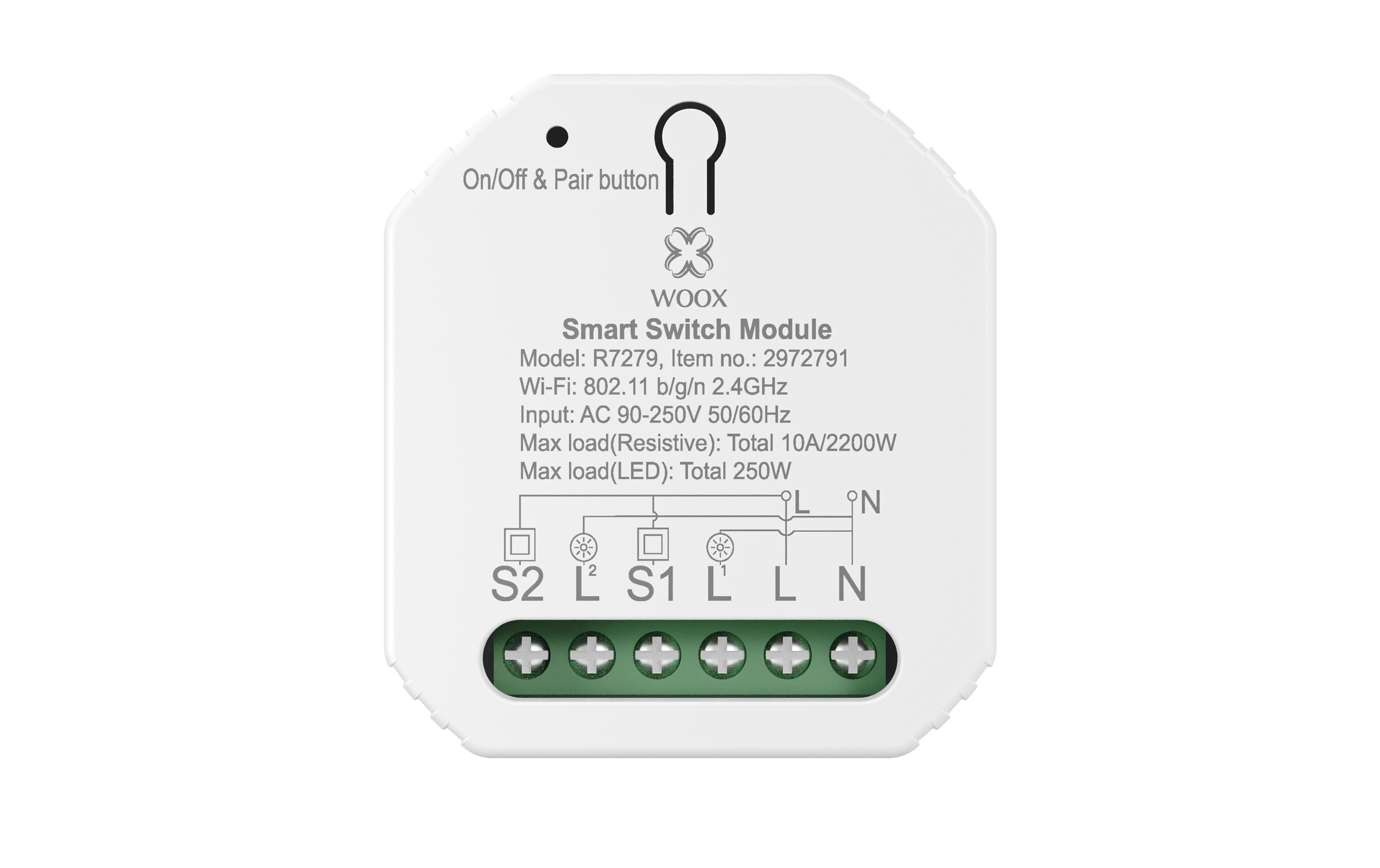 WOOX WiFi Smart Switch R7279, 230 V, 10A, 2300W Weiss WOOX WiFi Smart Switch R7279, 230 V, 10A, 2300W Weiss