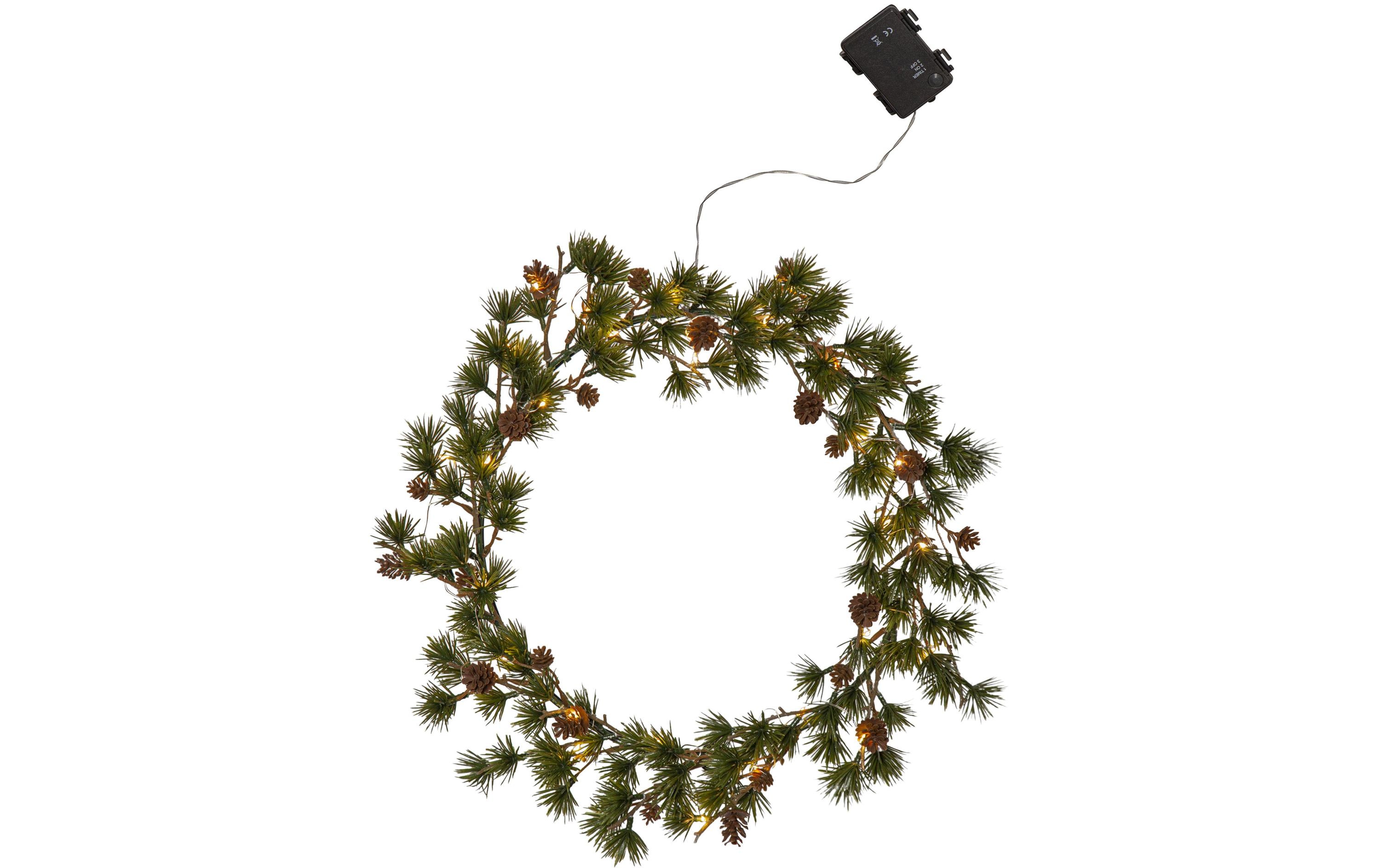 Star Trading LED-Weihnachtskranz Larix, Ø 40 cm, Grün