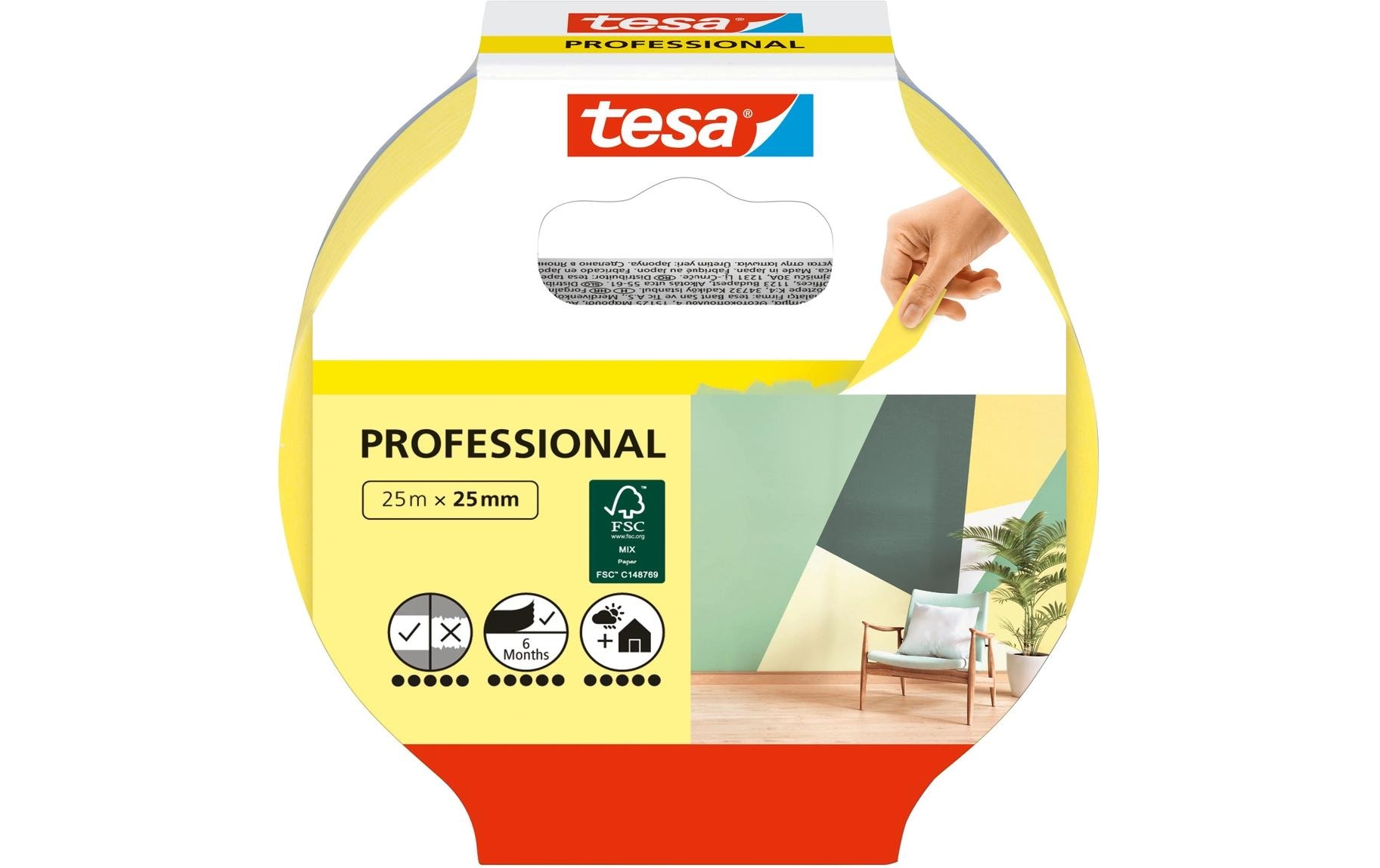 tesa Malerband Malerkrepp Professional 25m x 25 mm tesa Malerband Malerkrepp Professional 25m x 25 mm