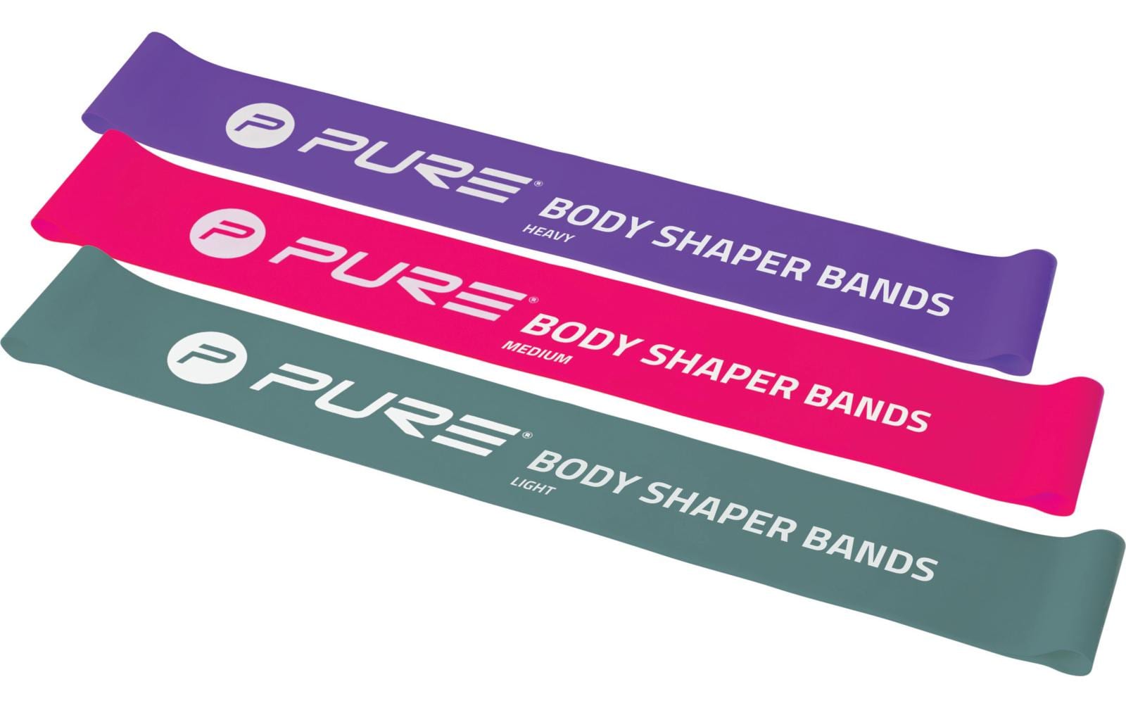 FTM Fitnessband 3er-Set, leicht bis stark, Lila/Rosa/Grau FTM Fitnessband 3er-Set, leicht bis stark, Lila/Rosa/Grau