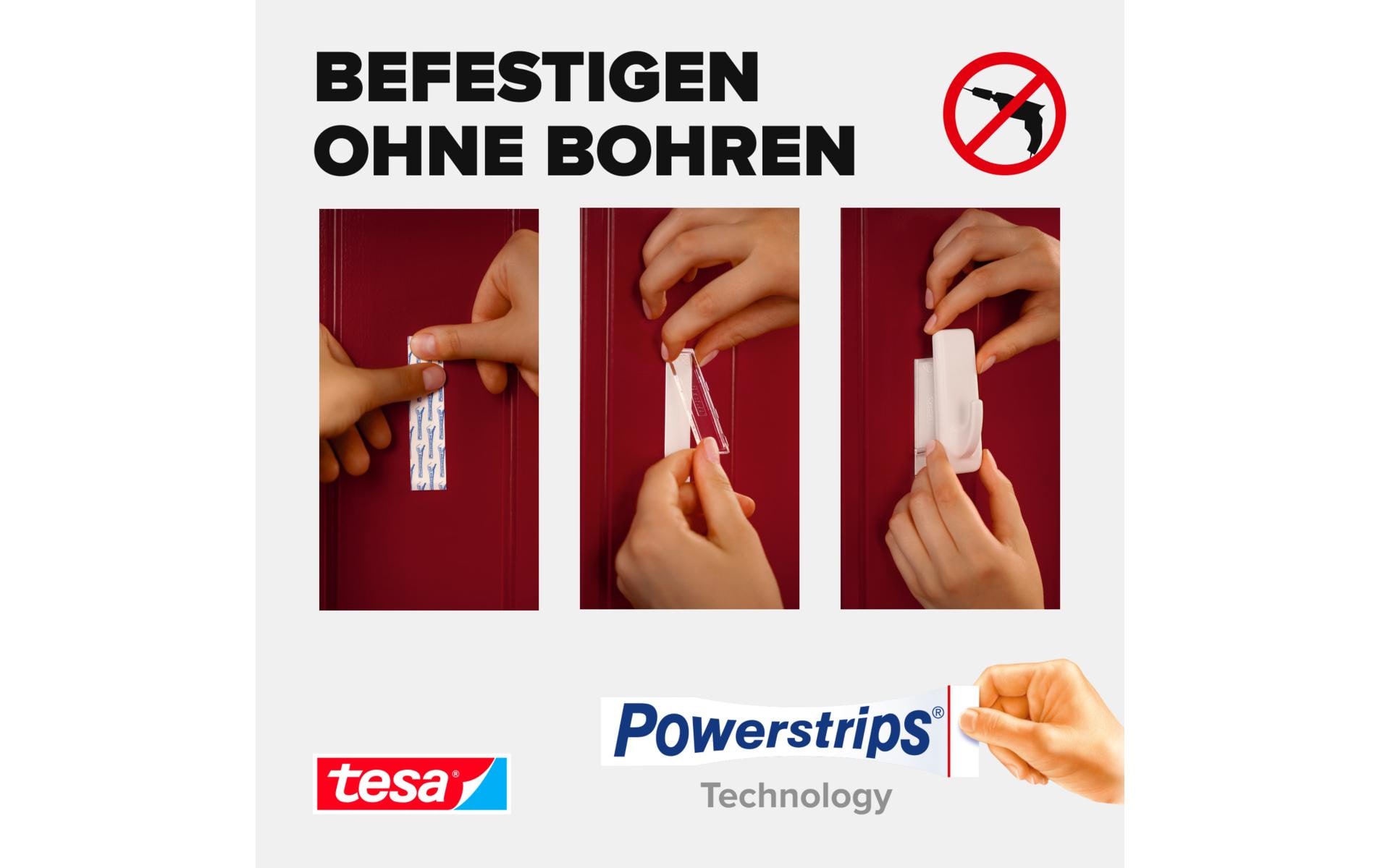 tesa Klebehaken Powerstrips Haken XL Rechteckig Weiss, 3 kg