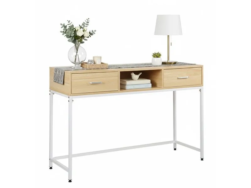 relaxdays Konsolentisch 80 x 120 x 40 cm Weiss/Natur relaxdays Konsolentisch 80 x 120 x 40 cm Weiss/Natur