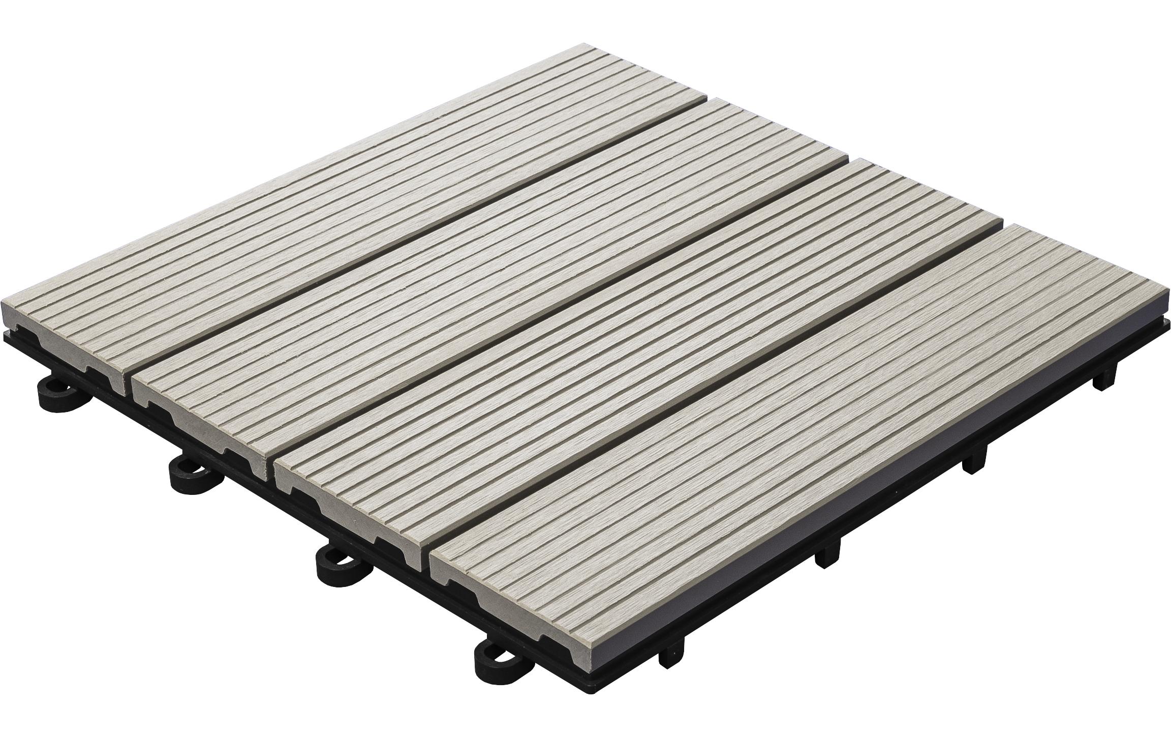 Florco Balkon-& Terrassenplatten WPC hellgrau 30 x 30, 6 Stk.