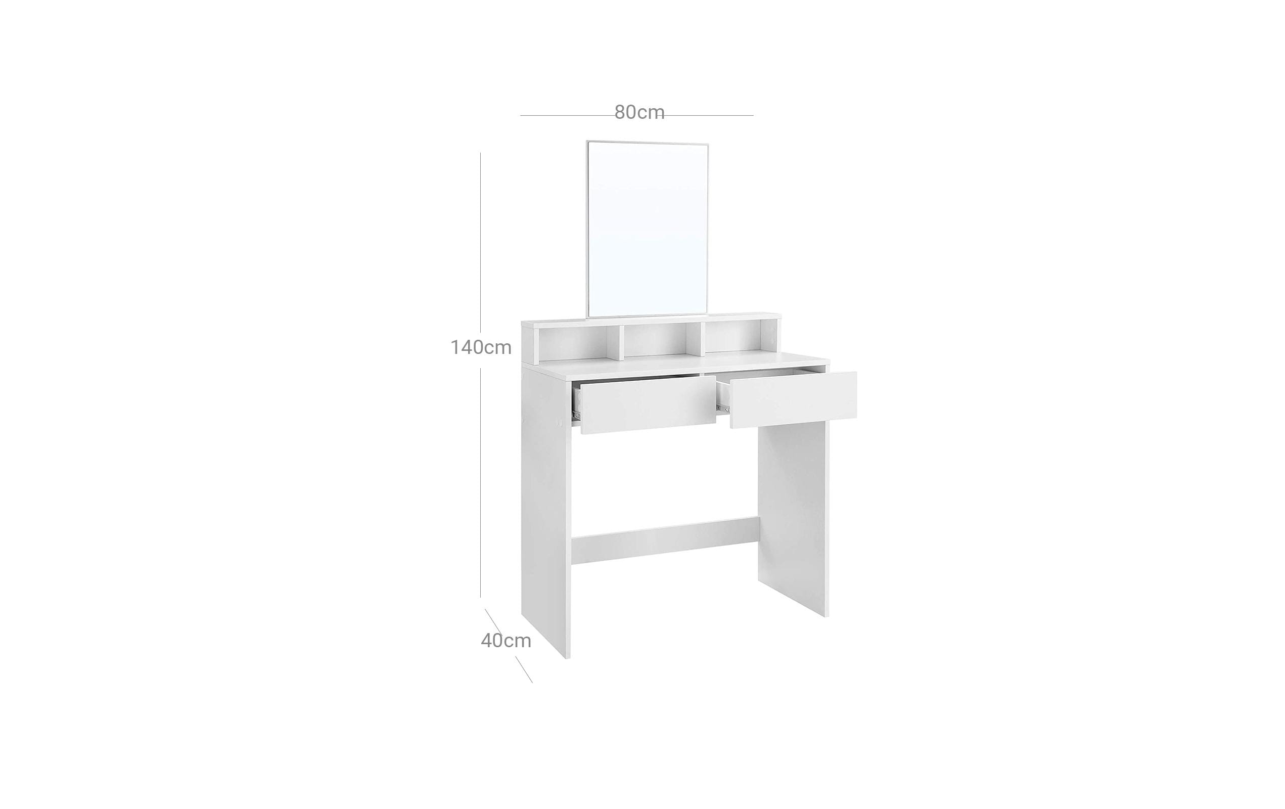 VASAGLE Schminktisch 80 x 40 x 140 cm, Weiss