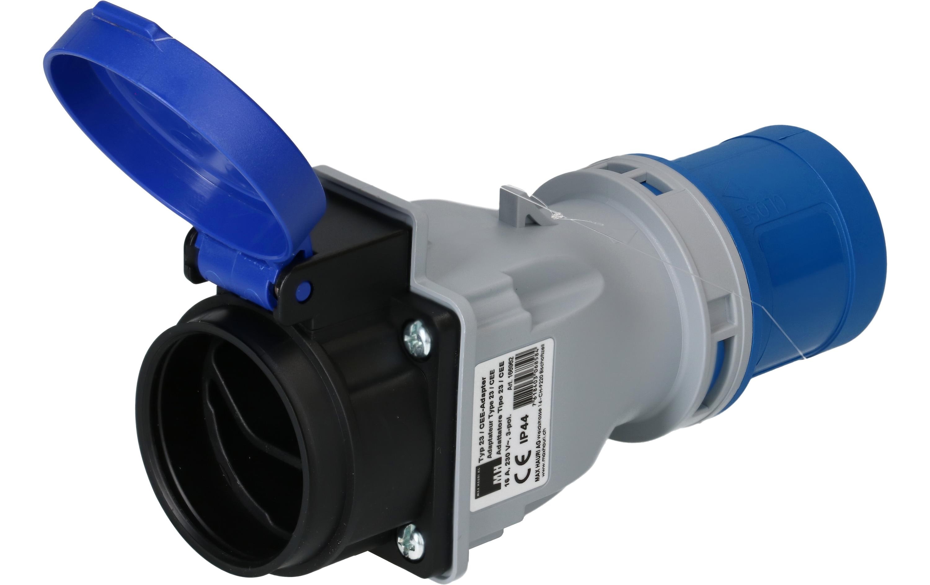 maxCAMP Adapterstecker CEE16/3 - T23, Blau/Grau maxCAMP Adapterstecker CEE16/3 - T23, Blau/Grau