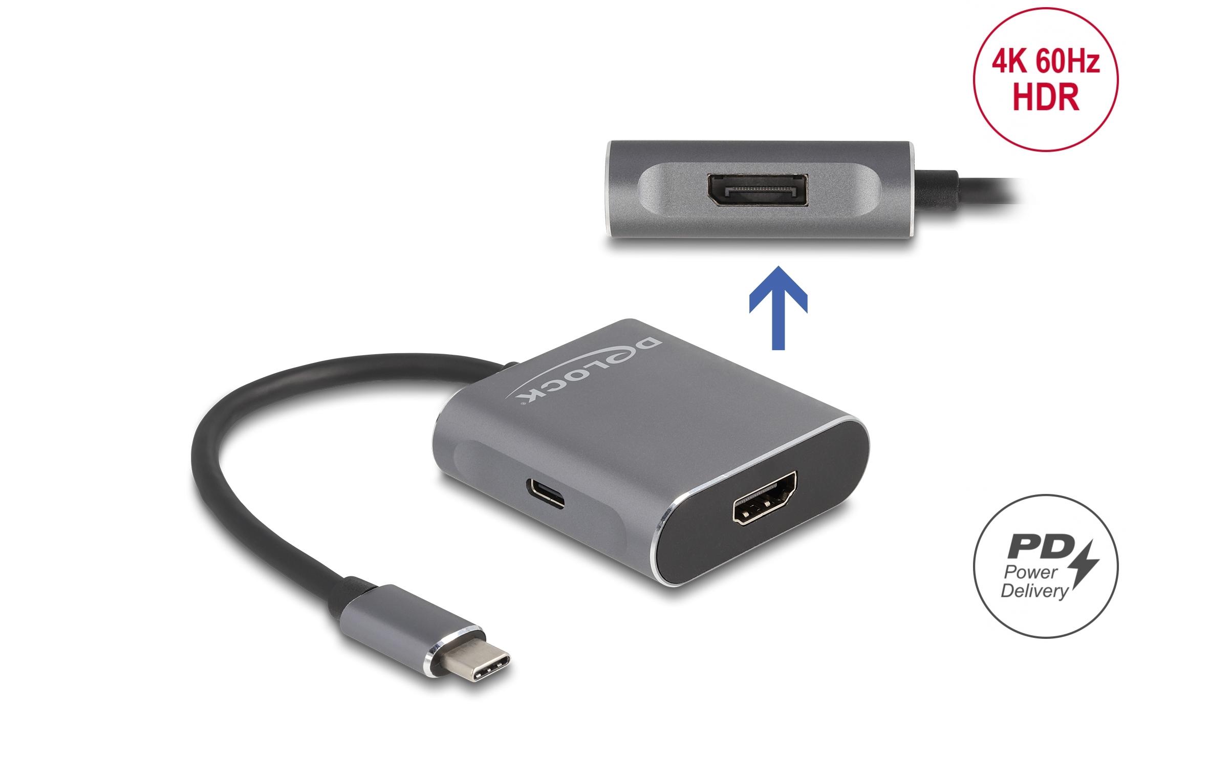 Delock 2-Port Signalsplitter USB-C – HDMI / DisplayPort