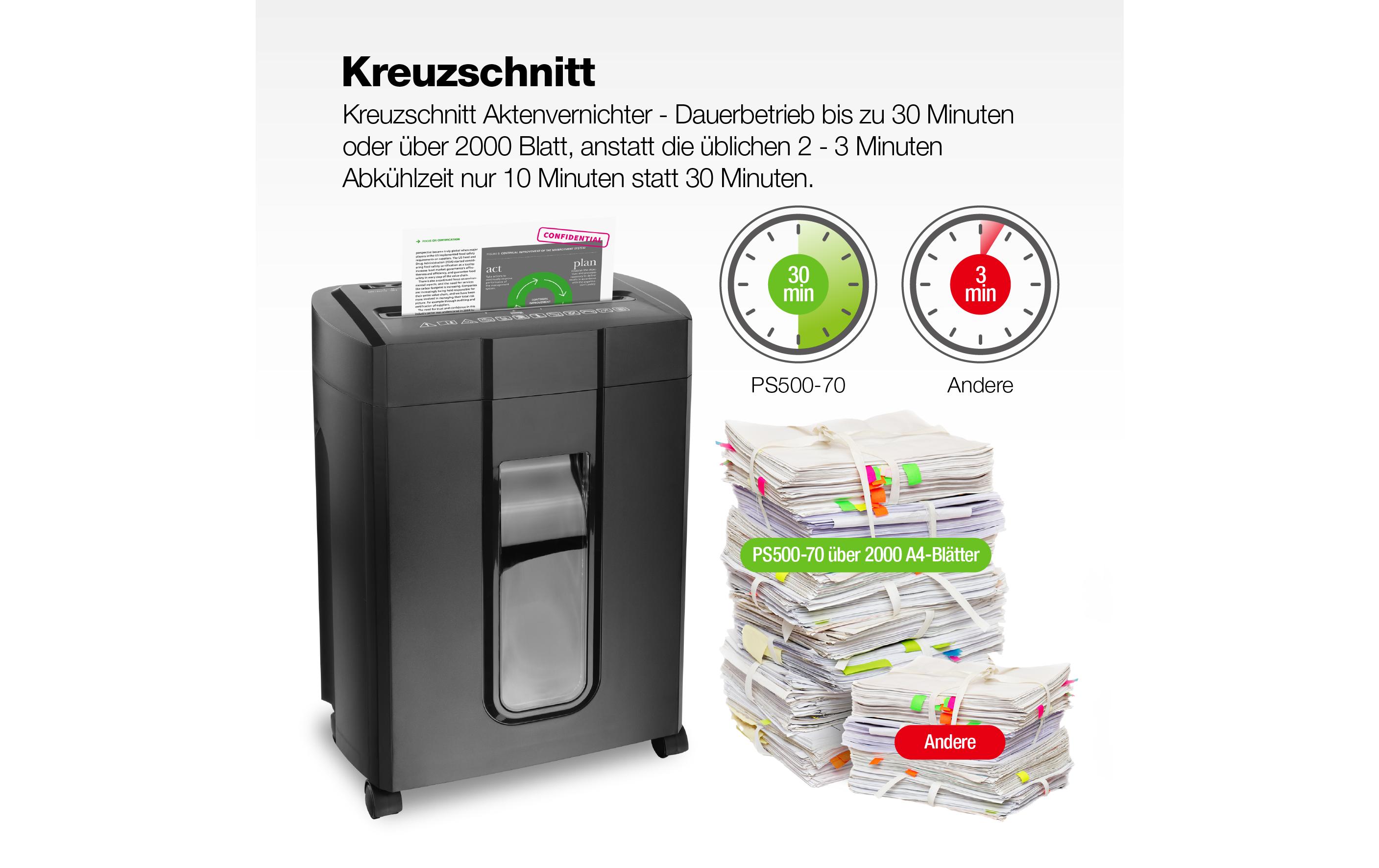 Peach Bürogeräte Aktenvernichter PS500-70OP P-4, 14 Blatt