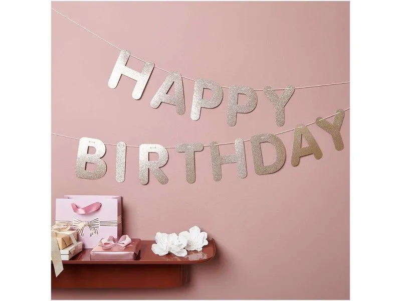 Rico Design Girlande Happy Birthday, Glitter Gold Rico Design Girlande Happy Birthday, Glitter Gold