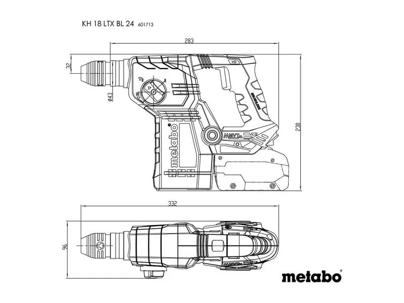 Metabo Bohr-Meisselhammer KH 18 LTX BL 24, 18 V, Solo Metabo Bohr-Meisselhammer KH 18 LTX BL 24, 18 V, Solo