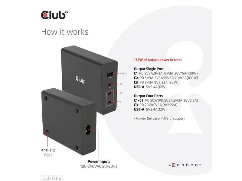 Club 3D USB-Wandladegerät CAC-1906
