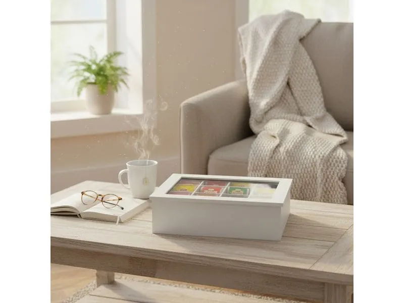relaxdays Teeboxen Transparent/Weiss