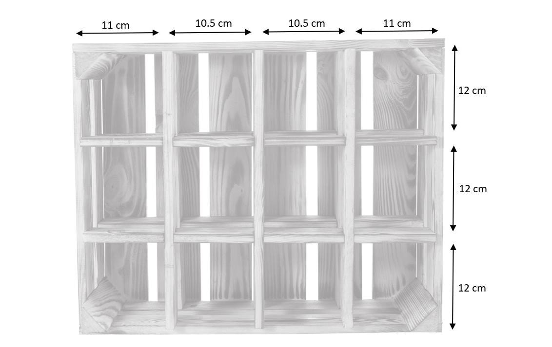 Holz Zollhaus Flaschenregal Vintage für 12 Flaschen, Kiefer geflammt