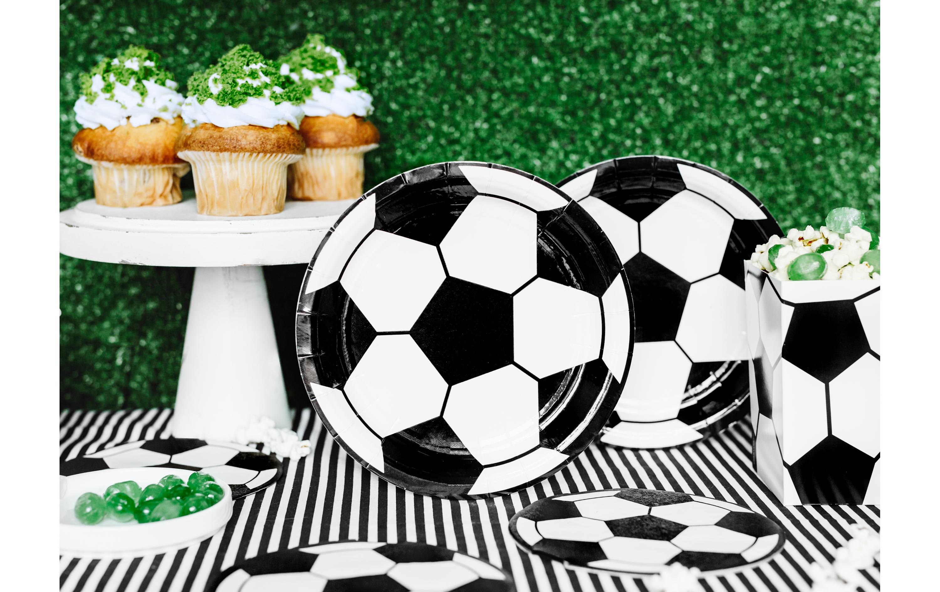 Partydeco Einwegteller Fussball 18 cm, 6 Stück, Schwarz/Weiss