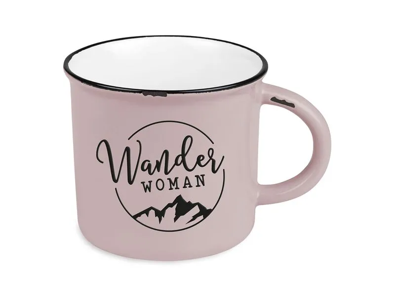 Grafik Werkstatt Vintage Becher Bergglück, Wanderwoman Grafik Werkstatt Vintage Becher Bergglück, Wanderwoman