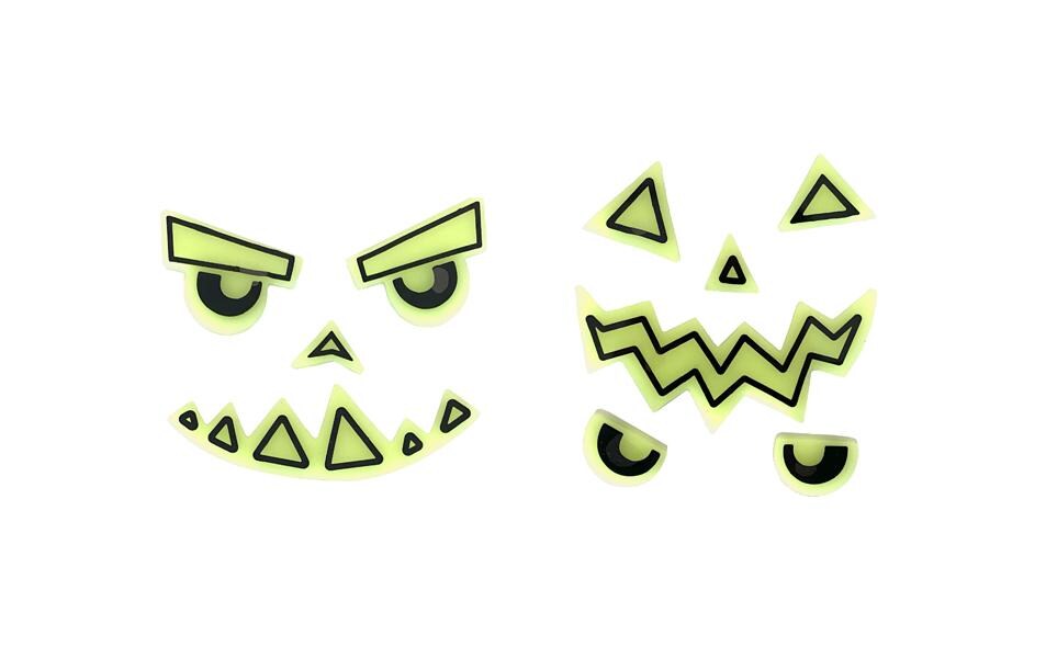 Partydeco Gel-Aufkleber für Kürbis, leuchtend, 2 Stück