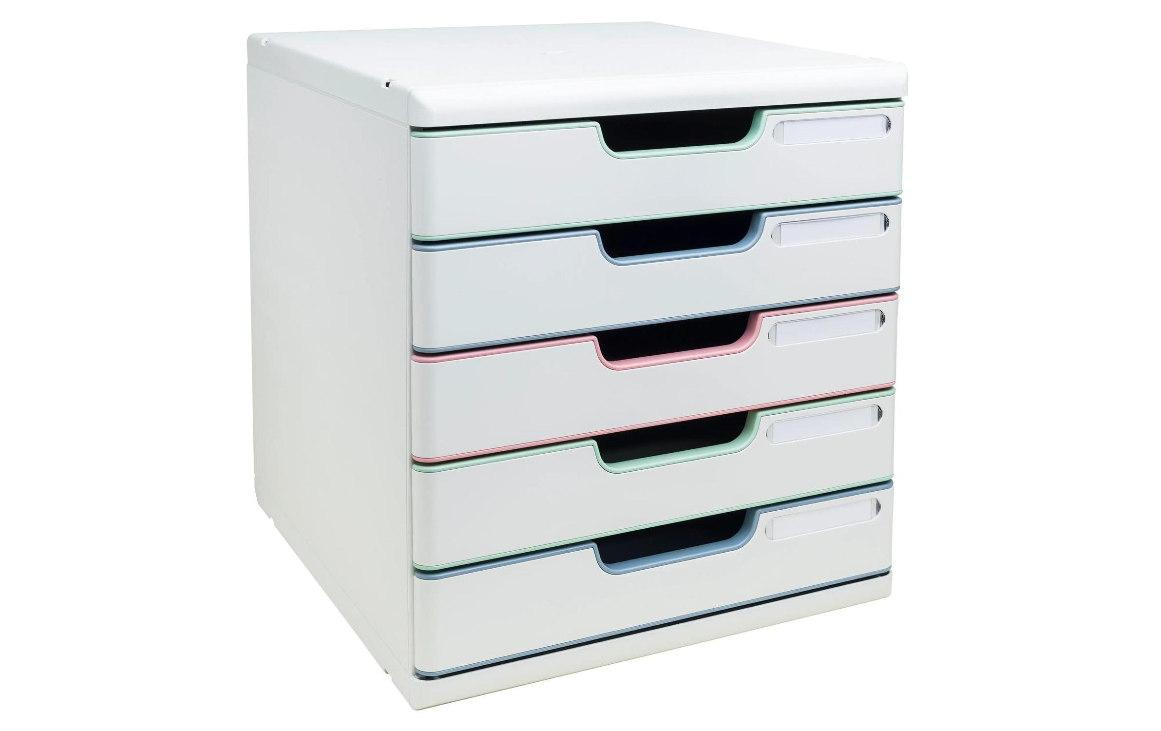 Exacompta Schubladenbox Modulo AutentiK, A4+, 5 Schubladen, Mehrfarbig