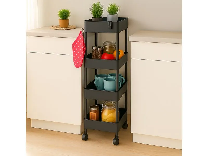 relaxdays Küchenwagen 40 x 93 x 22 cm, Schwarz