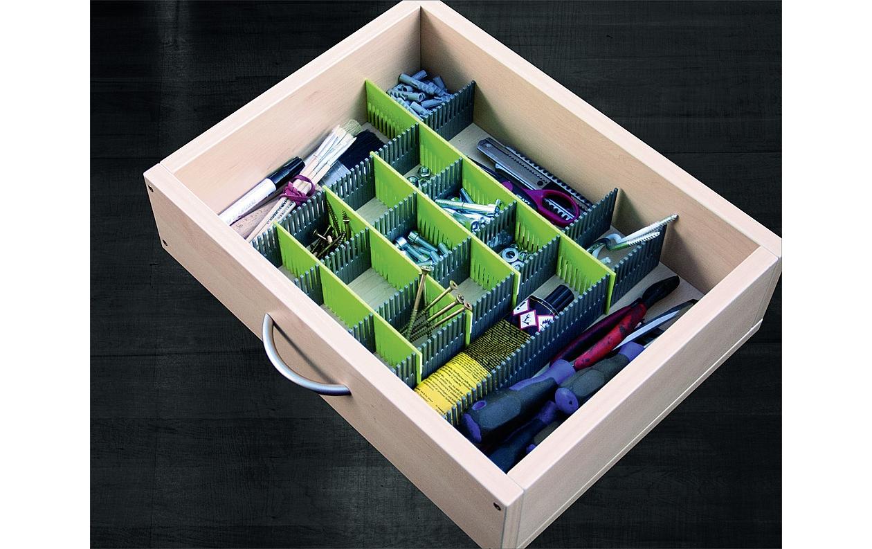 purvario Stauleisten für Schubladen 8-teilig, Steingrau/Limonengrün