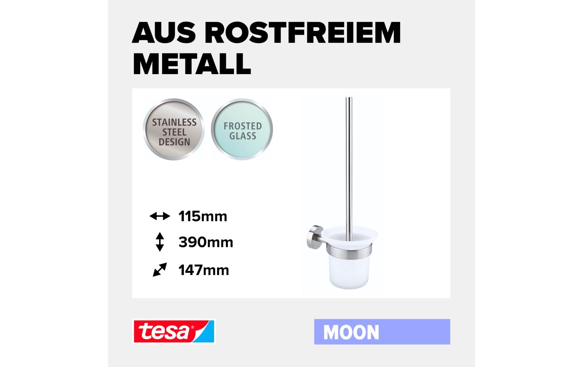 tesa Toilettengarnitur Moon Weiss/Silber