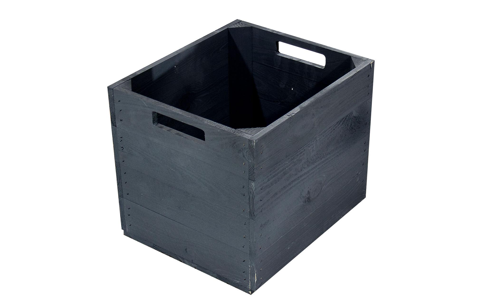 Holz Zollhaus Aufbewahrungskiste Vintage 33 x 38 cm, Schwarz