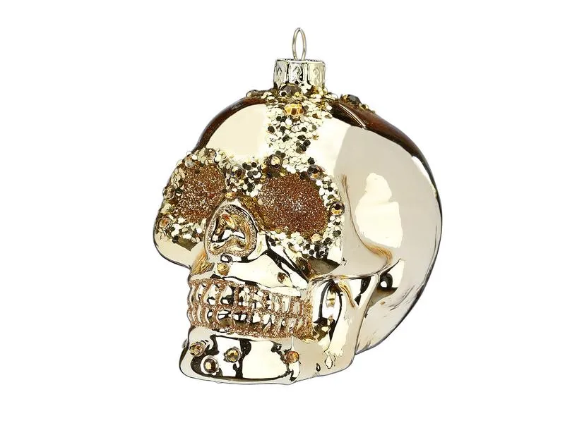 INGES CHRISTMAS DECOR Weihnachtskugel Totenkopf 9 cm, 2 Stück, Gold INGES CHRISTMAS DECOR Weihnachtskugel Totenkopf 9 cm, 2 Stück, Gold