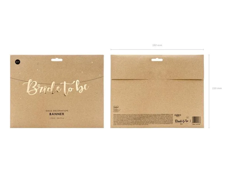 Partydeco Girlande Bride to be 80 x 19 cm, Gold Partydeco Girlande Bride to be 80 x 19 cm, Gold