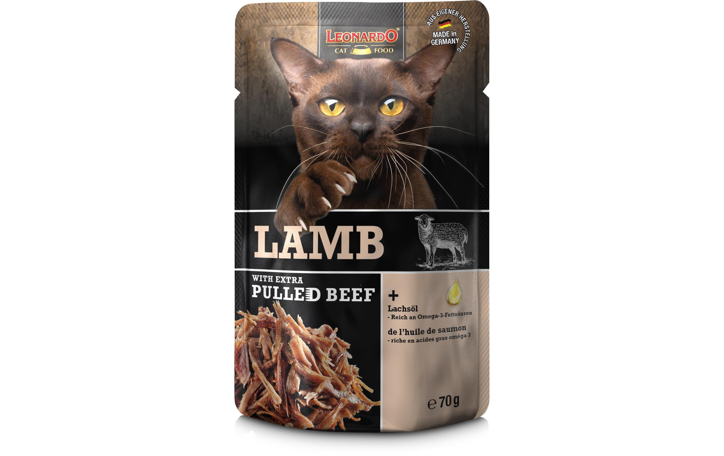 Leonardo Cat Food Nassfutter Kalb & Pulled Beef, 16 x 70 g
