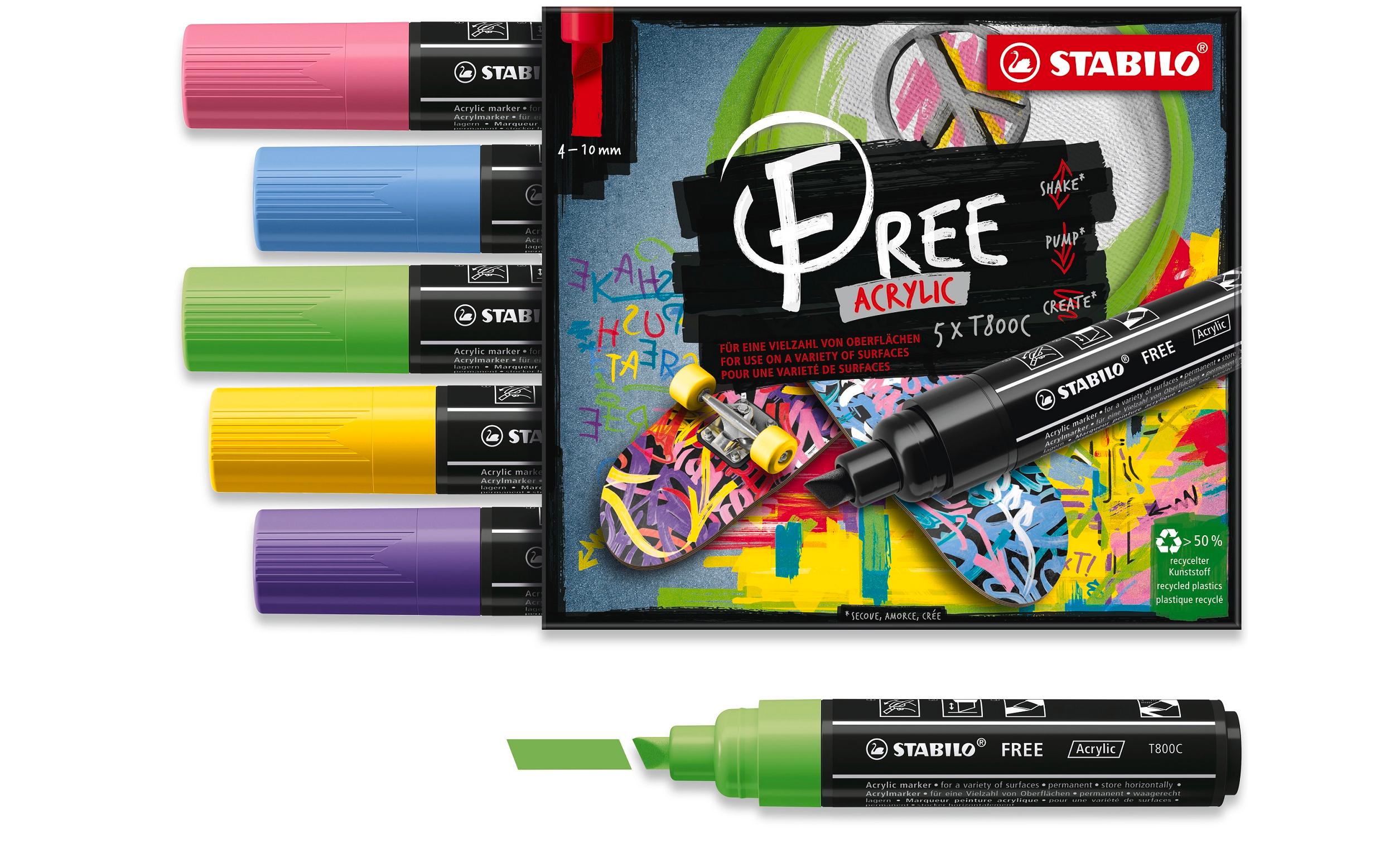 STABILO Acrylmarker Free Acrylic T800C Seasi 5-Etui STABILO Acrylmarker Free Acrylic T800C Seasi 5-Etui
