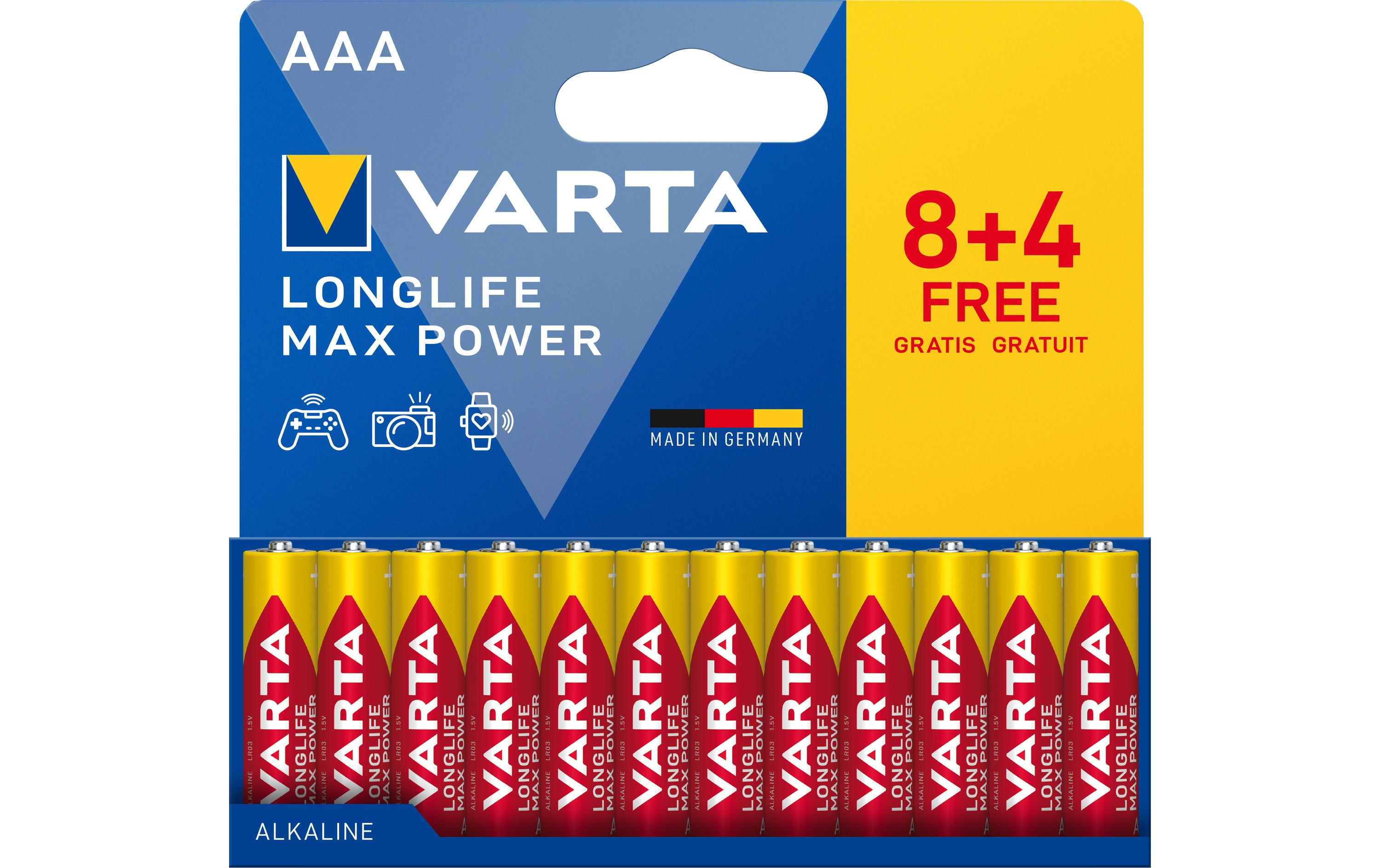 Varta Batterie Longlife Max Power AAA , 12 Stück