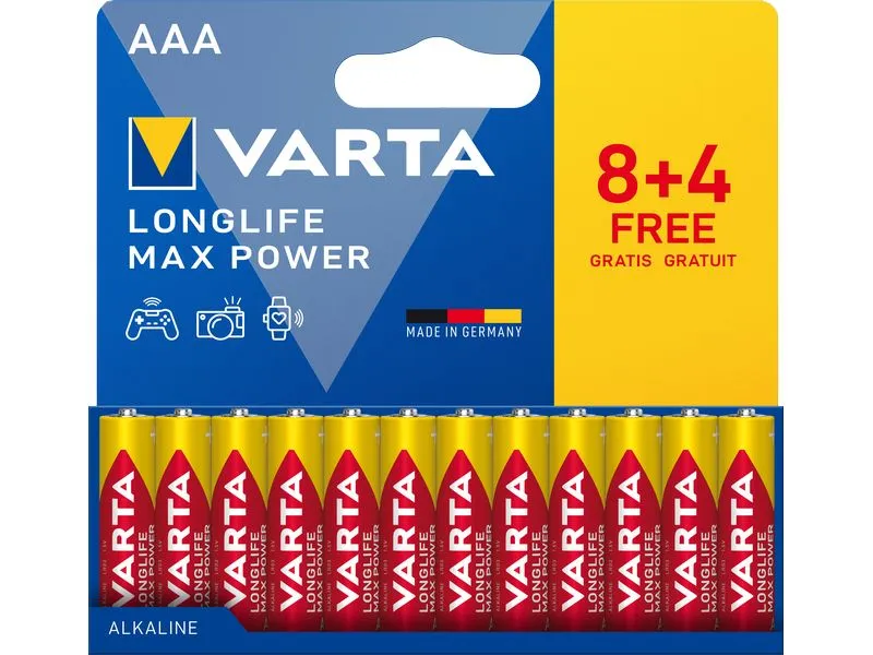Varta Batterie Longlife Max Power AAA , 12 Stück Varta Batterie Longlife Max Power AAA , 12 Stück