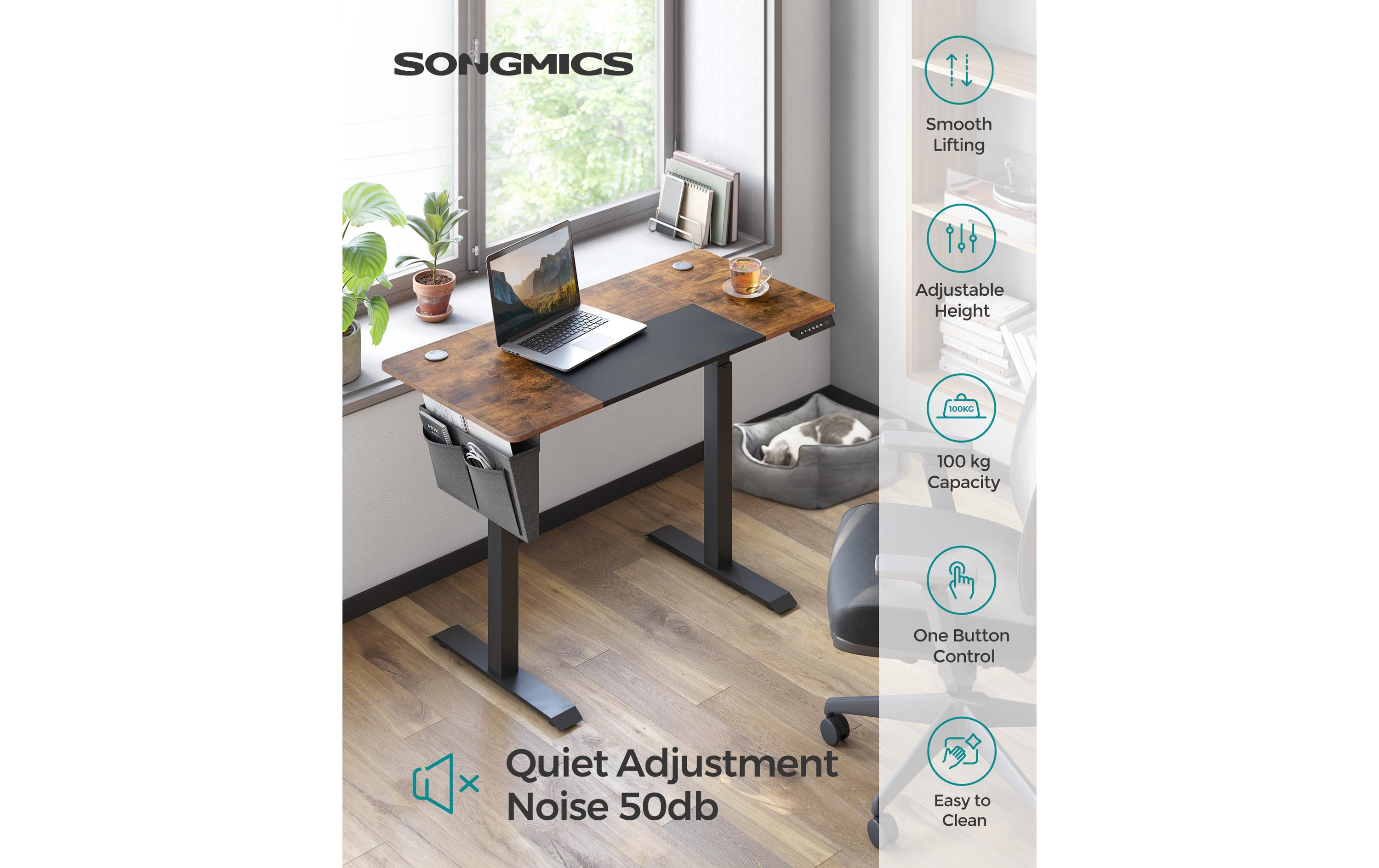 Songmics Stehtisch 120 x 60 cm, Vintagebraun-Schwarz