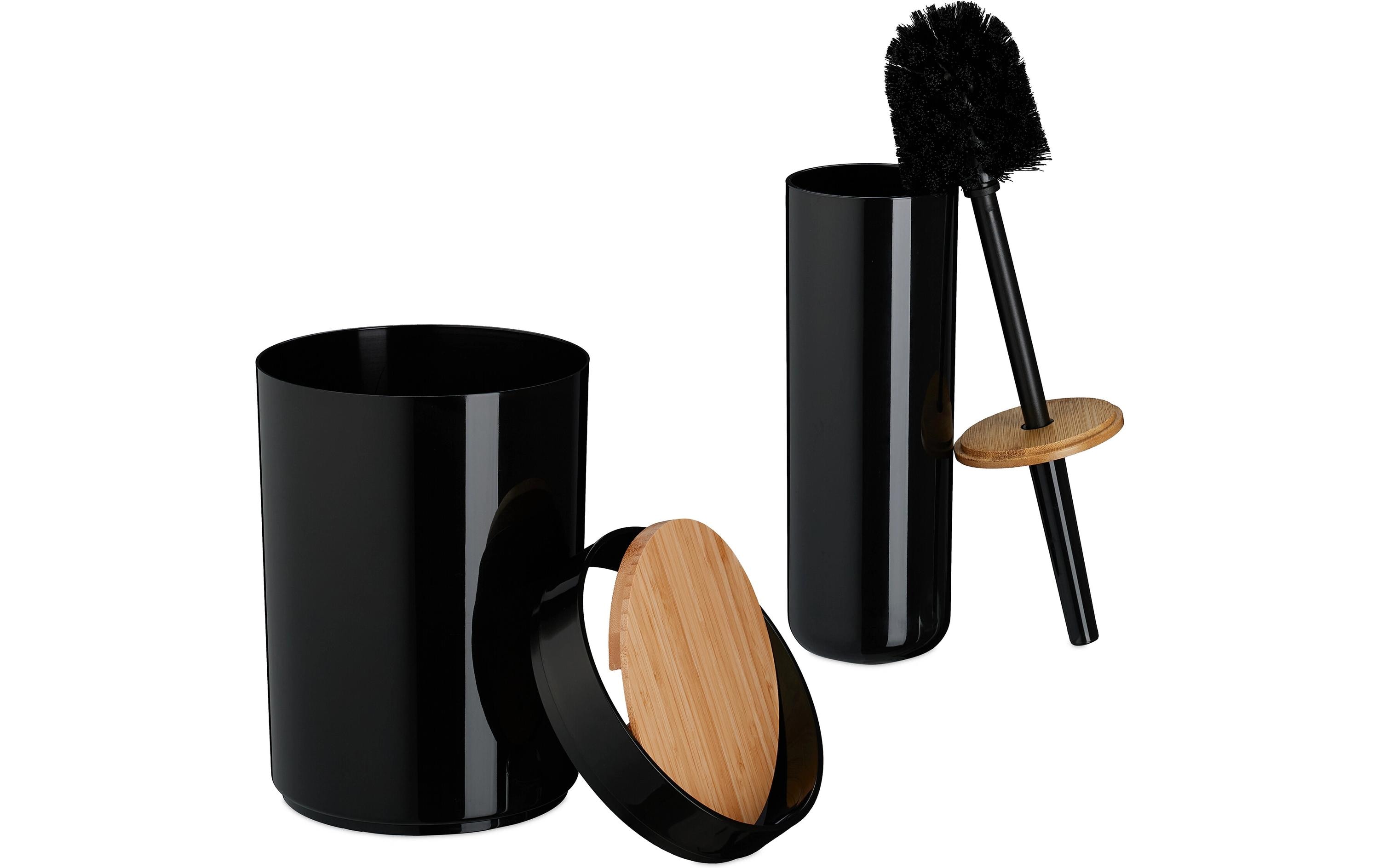 relaxdays Badezimmer-Set 7-teilig, Schwarz