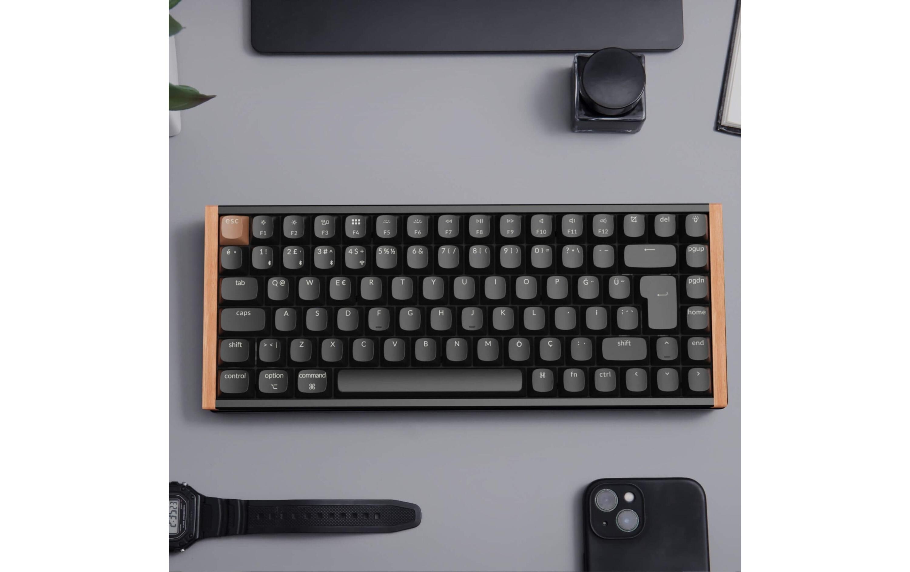 Keychron Gaming-Tastatur K2 HE Black Wood Magnetic Switch