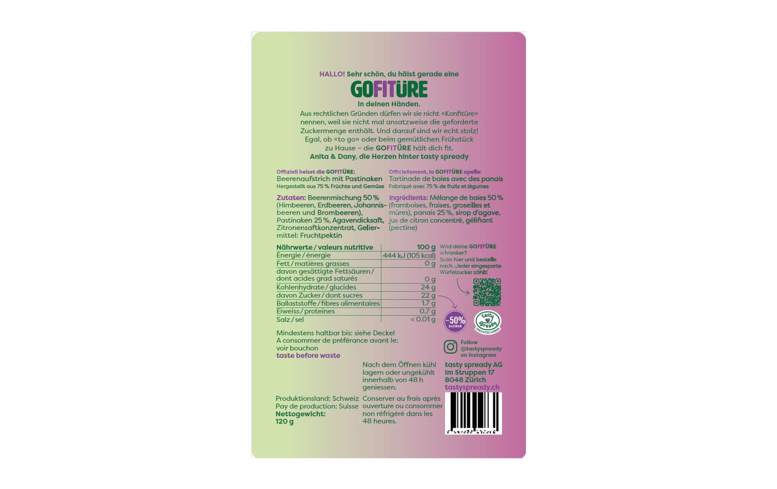 GOFITÜRE Bio Beeren die zuckerreduzierte Konfitüre Alternative