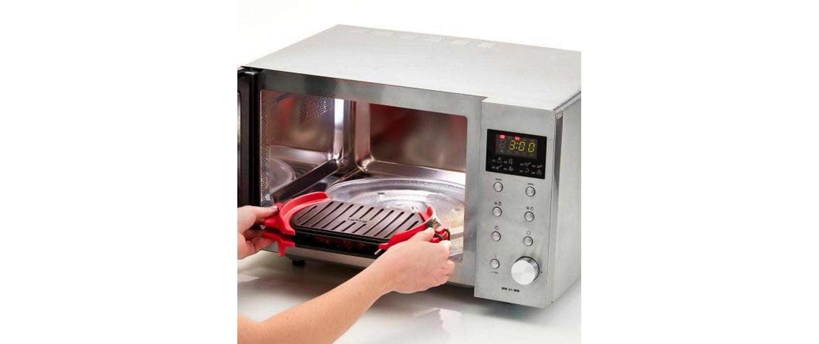 Lékué Mikrowellen-Grill XL 27 cm, Rot/Schwarz