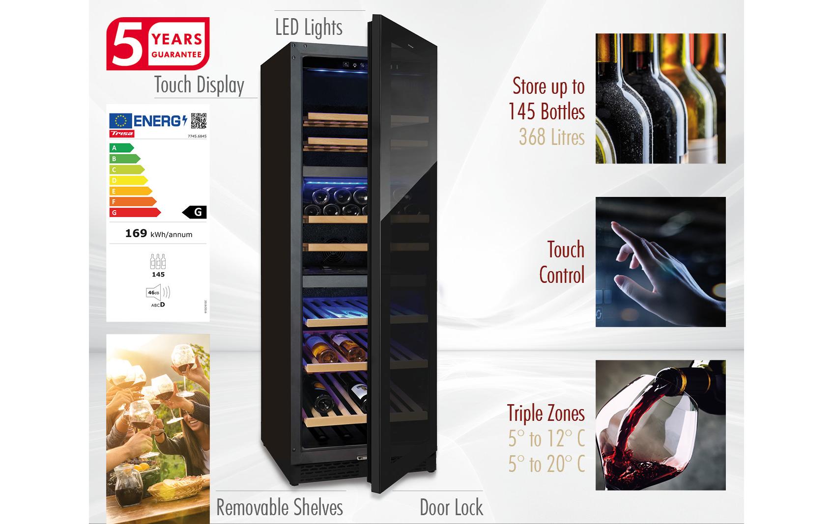 Trisa Weinklimaschrank 7745.6845 Schwarz, Rechts